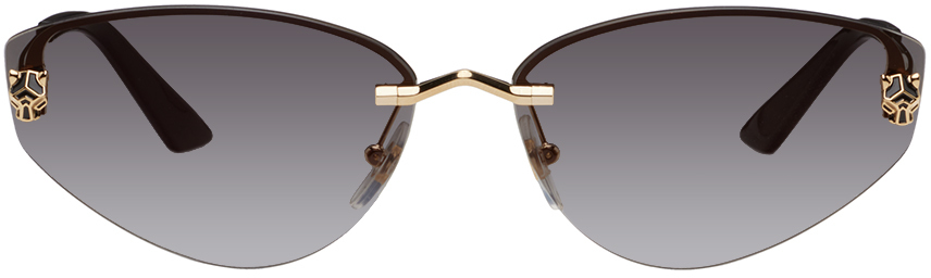Cartier Gold Cat-eye Sunglasses In Gold-gold-grey