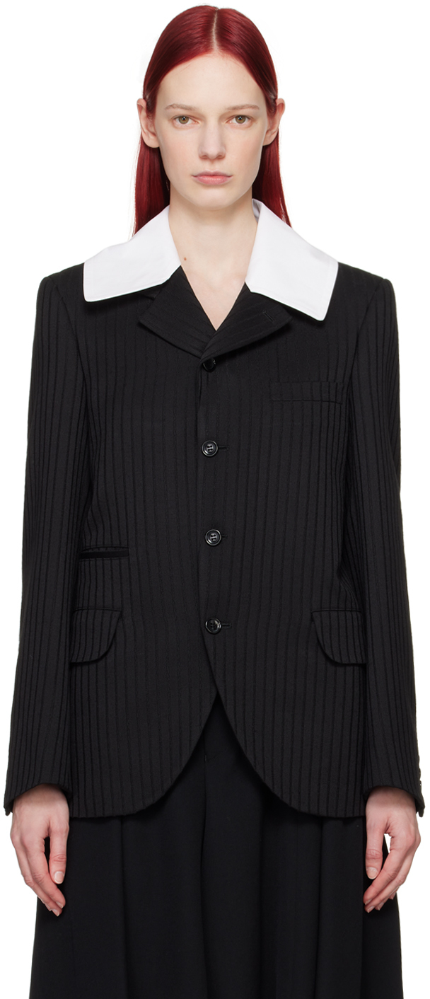 Comme Des Garçons Homme Deux Black Buttoned Blazer In 2 Black/white