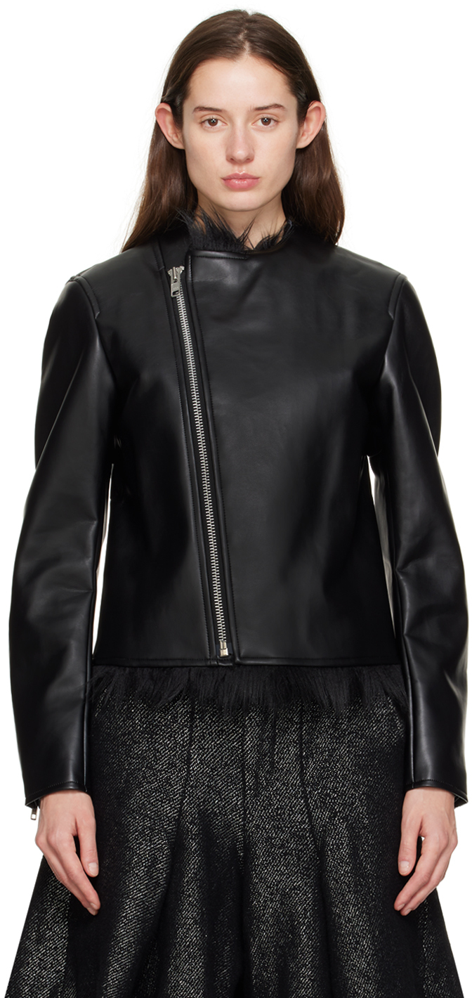 Comme Des Garçons Homme Deux Black Zip Faux-leather Jacket In 1 Black/black
