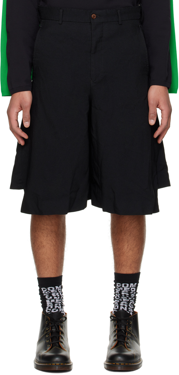 Shop Comme Des Garçons Homme Deux Black Asymmetric Shorts