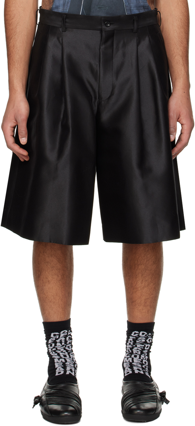 Shop Comme Des Garçons Homme Deux Black Pleated Shorts