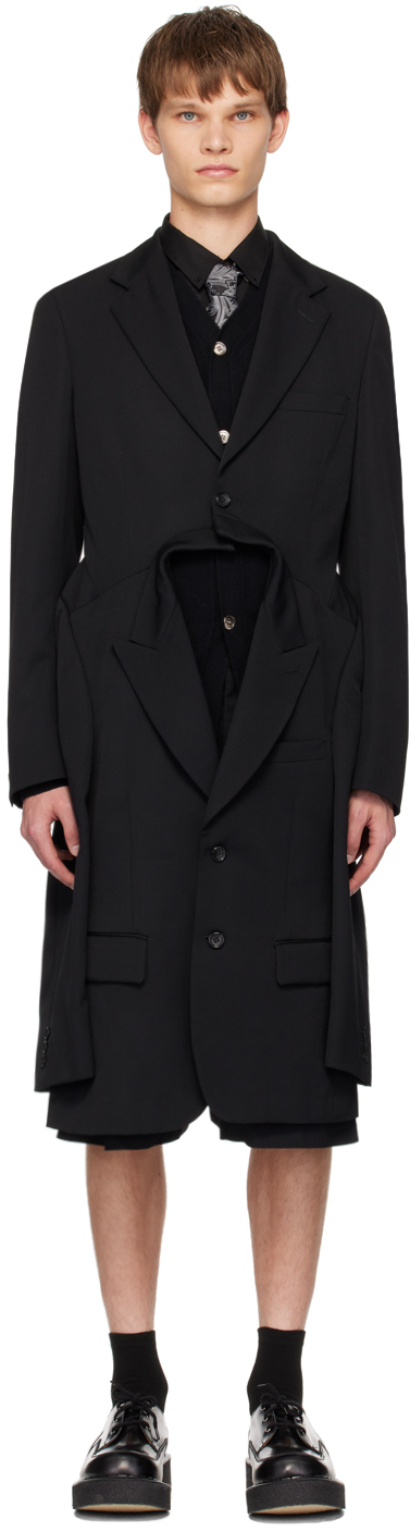 Black Double Blazer Coat