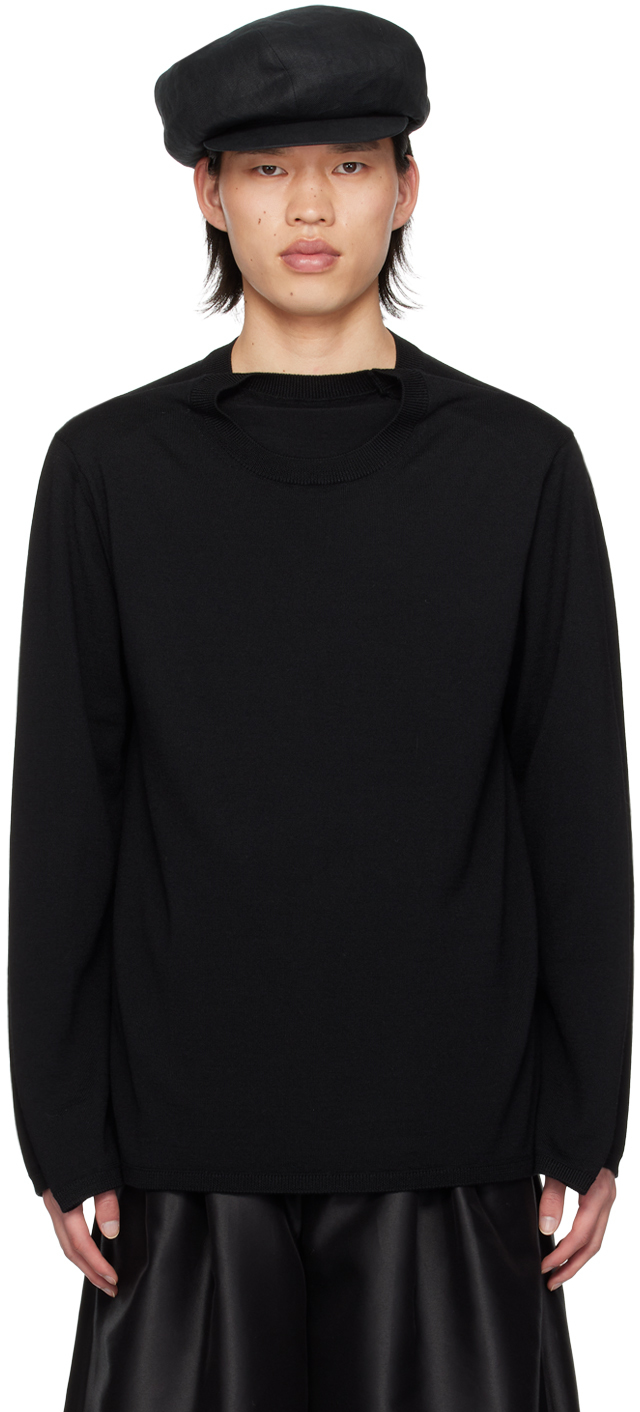 Comme Des Garçons Homme Deux Black Layered Sweater In Black X Black