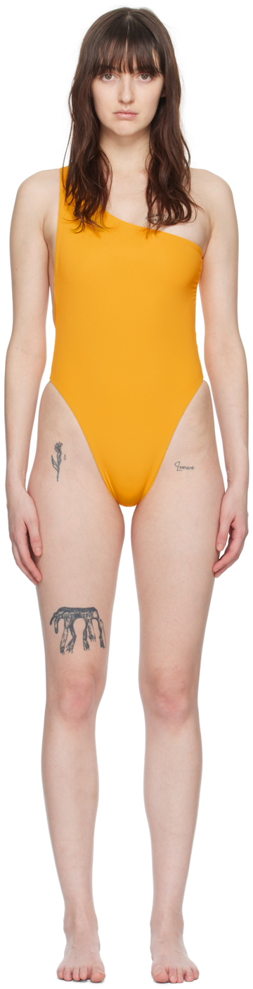 Louisa Ballou Yellow Plunge One-piece Swimsuit In 2003 Sprint Orange