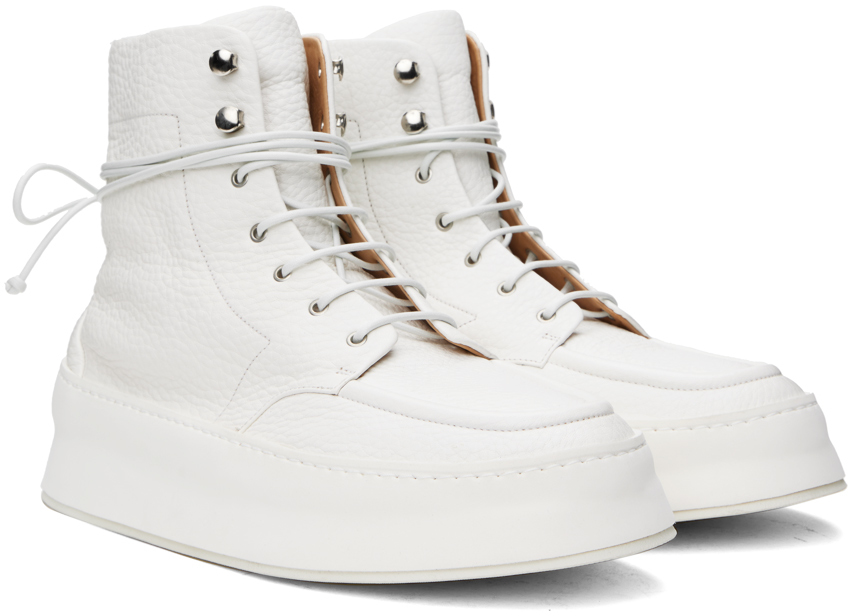Marsèll White Cassapana Boots In Bianco Optical