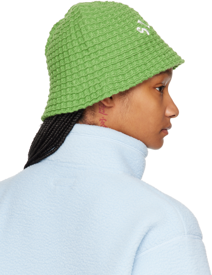 Stüssy Green Waffle Knit Bucket Hat | Smart Closet