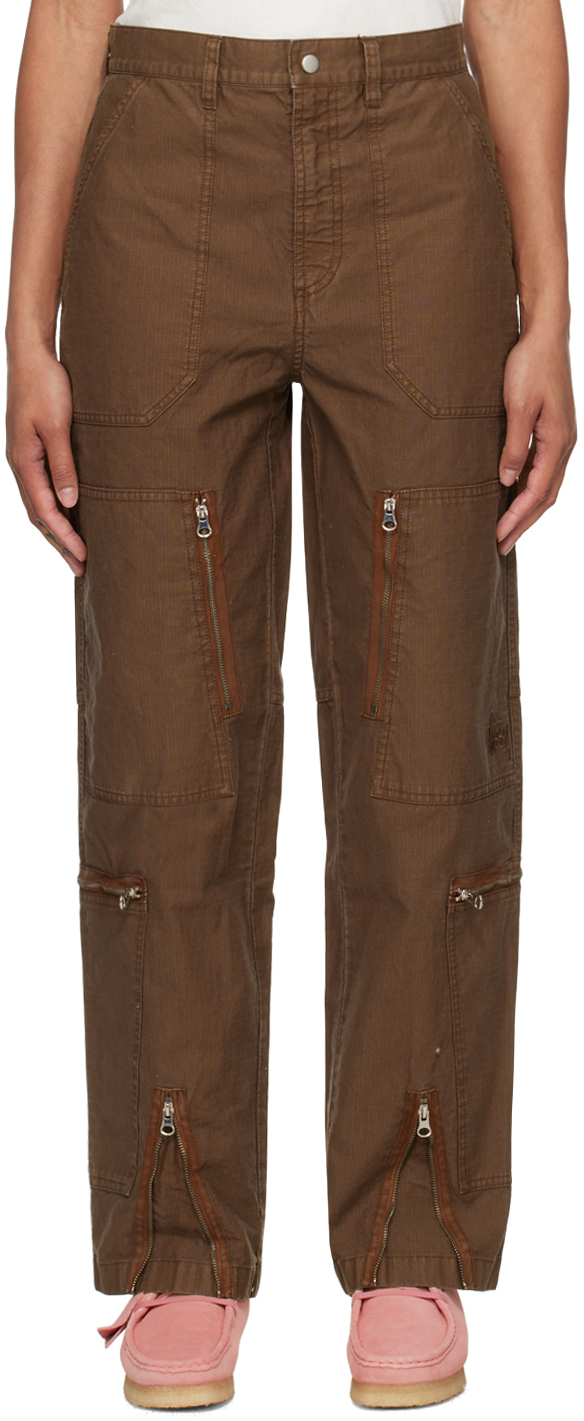 Brown Flight Trousers by Stüssy on Sale Brown Flight Trousers by Stüssy on Sale