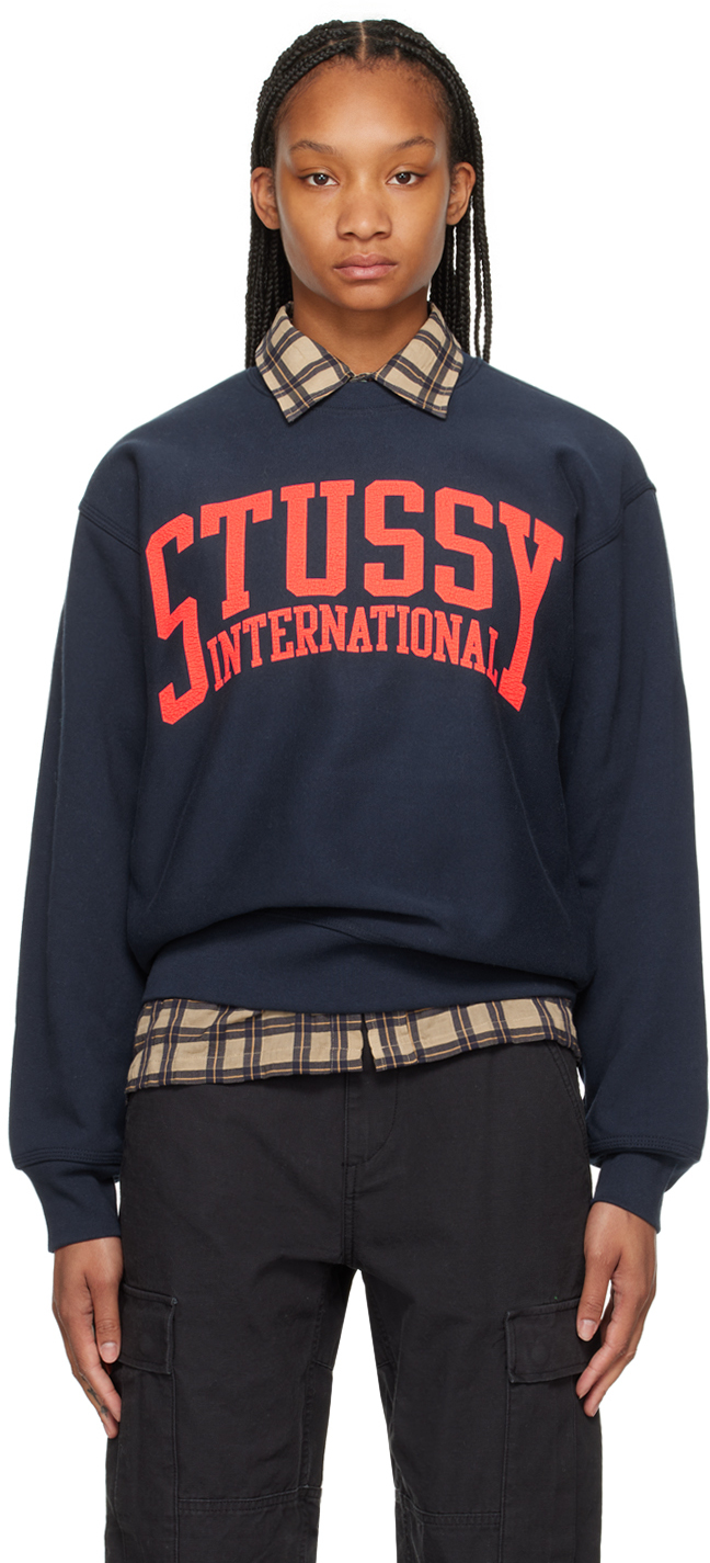Stüssy Navy Screen-Printed Sweatshirt