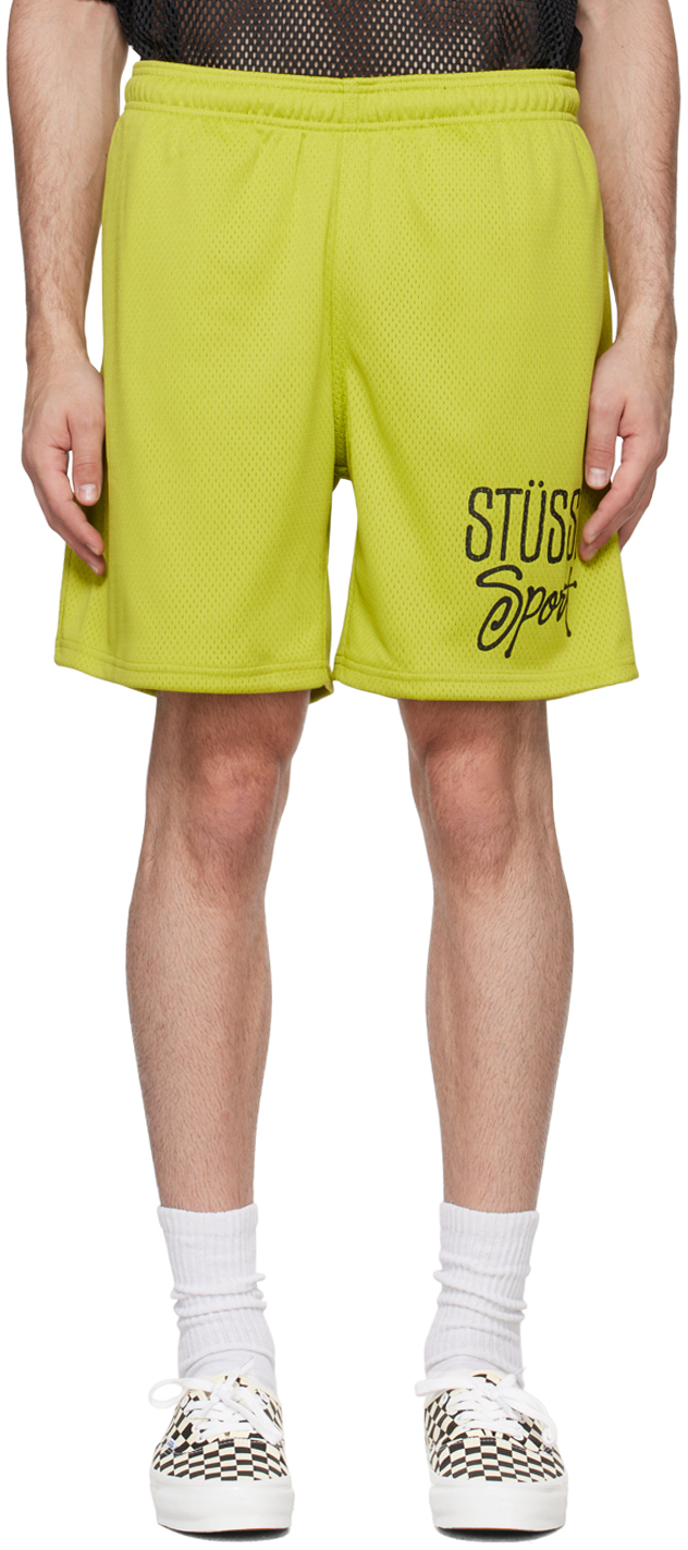 Shop Stussy Green Sport Shorts In Lime Lime