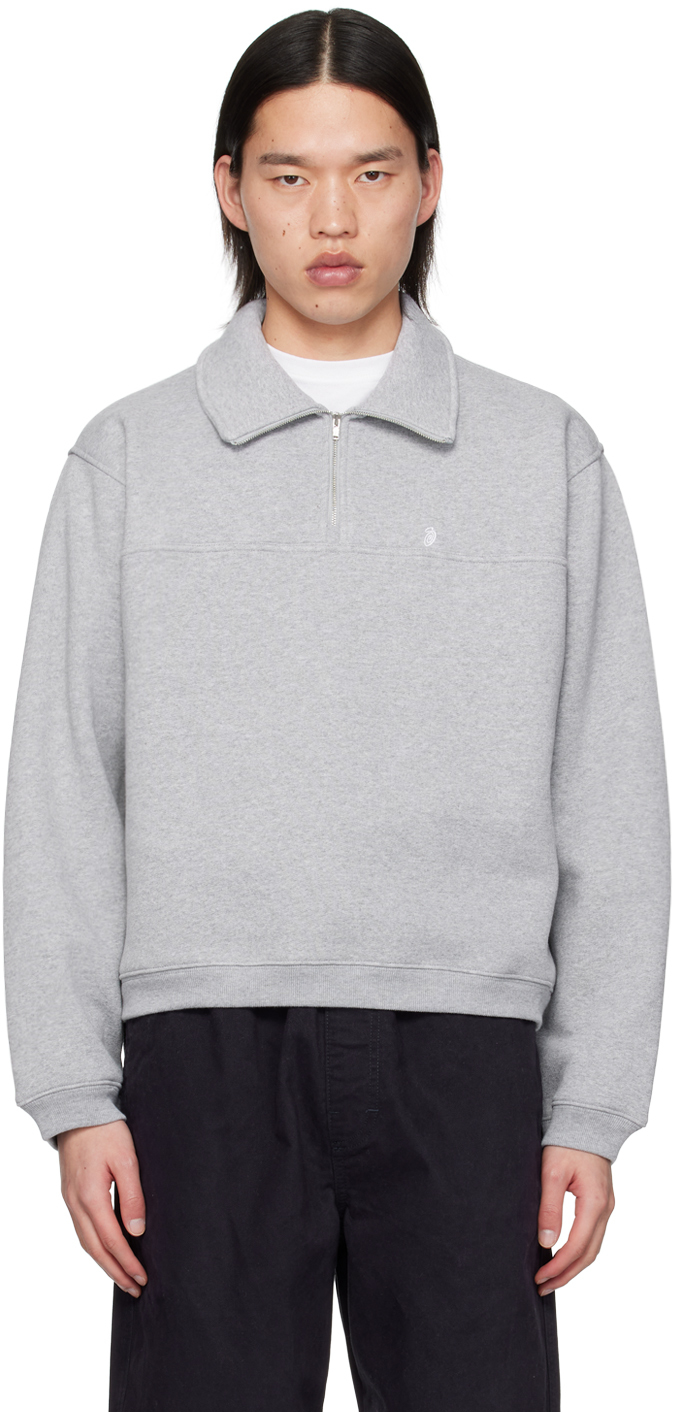 Stüssy Gray Half-Zip Sweater