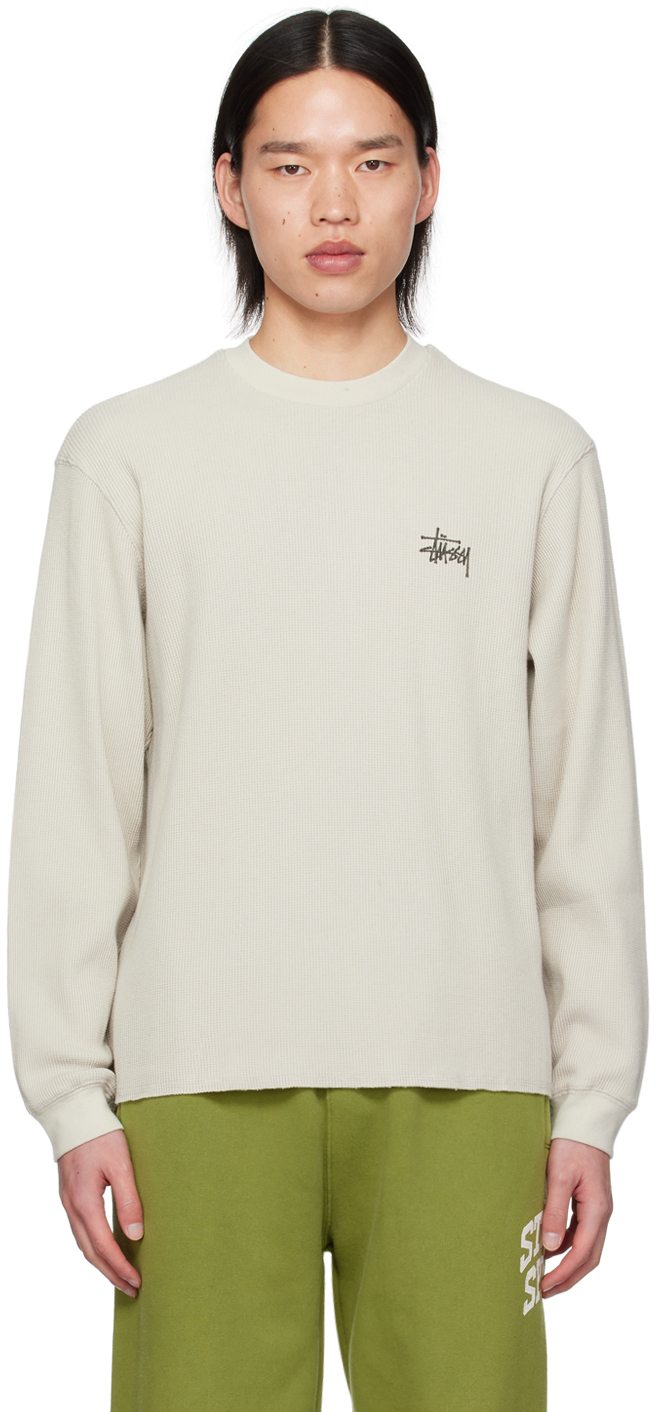 Stüssy: Off-White Thermal Sweatshirt | SSENSE