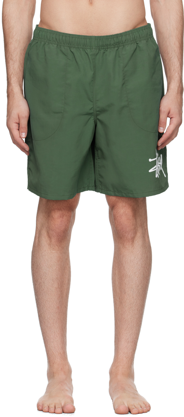 Stüssy Green Big Basic Swim Shorts