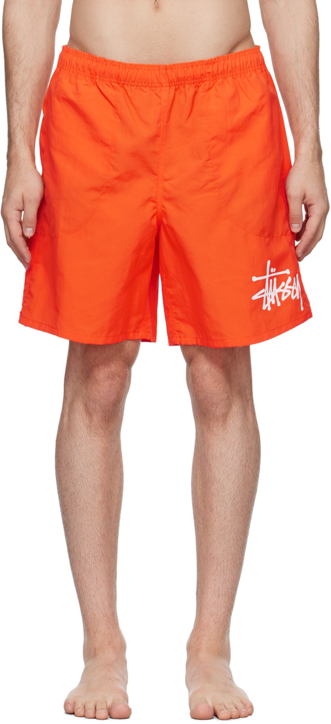 Stüssy Orange Big Basic Swim Shorts