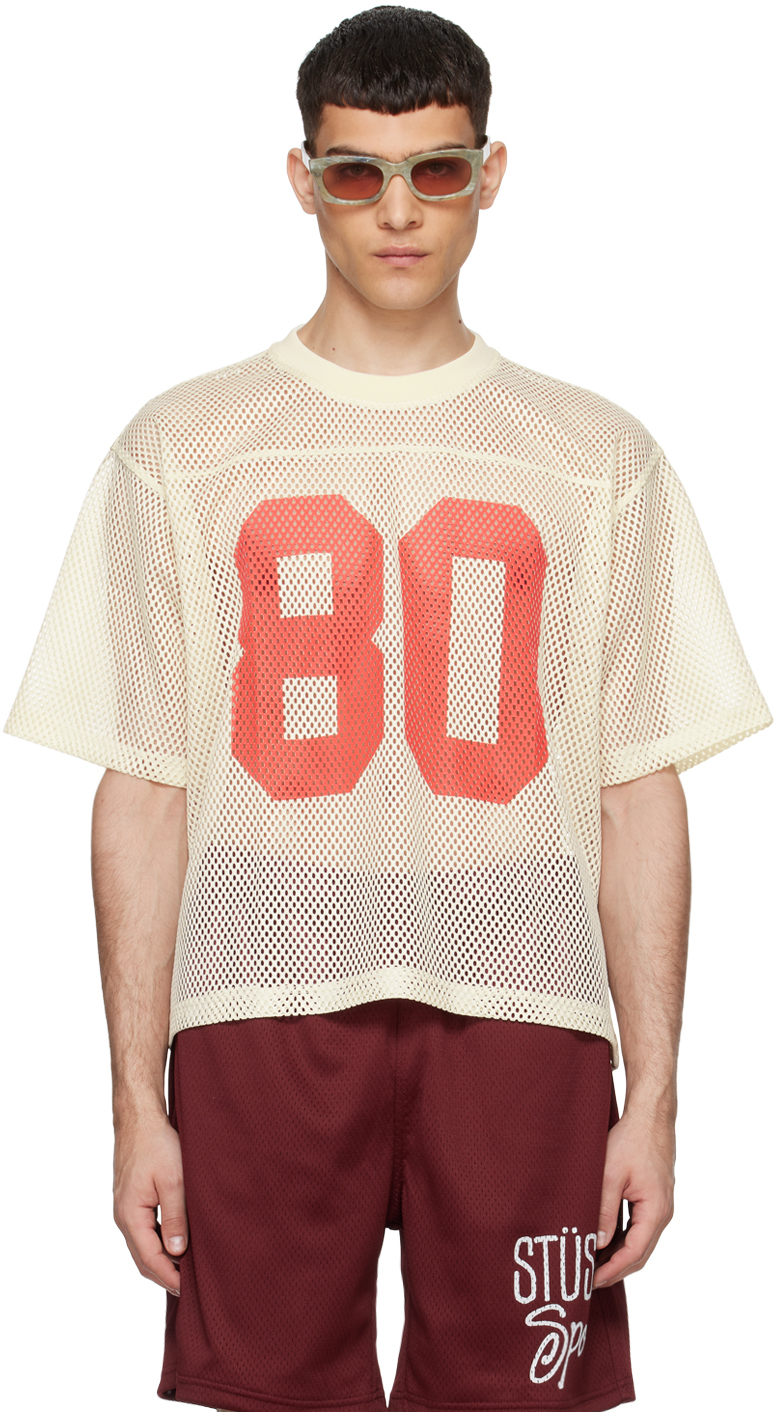Shop Stussy Off-white Team T-shirt In Natl Natural
