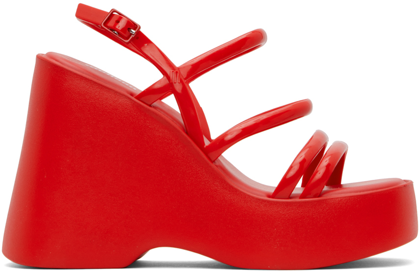 Red Jessie Platform Heeled Sandals