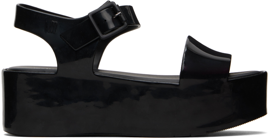 Shop Melissa Black Mar Platform Sandals In 01003 Black