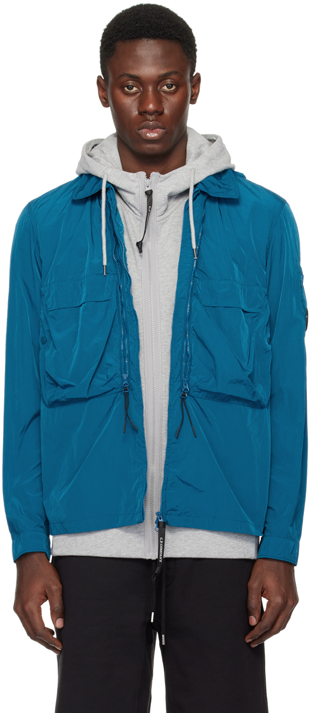 C.P. Company zip-up stretch-cotton hooded jacket - Blue