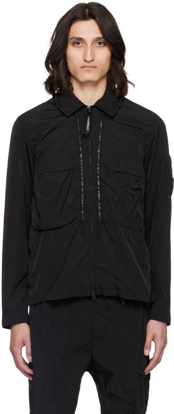 Black Hooded Jacket by C.P. Company on Sale