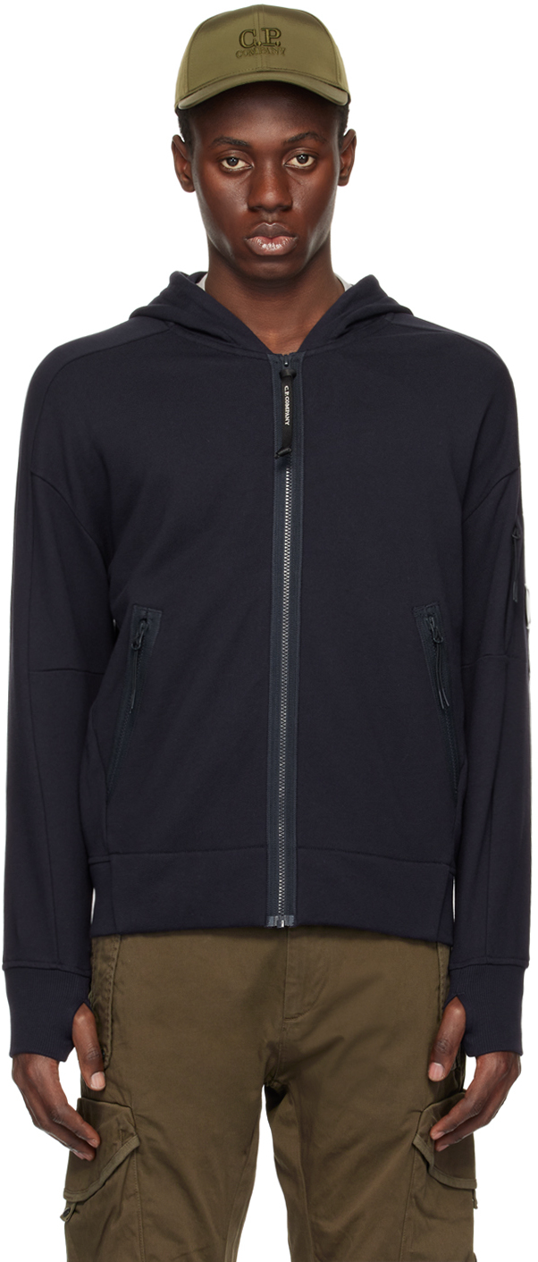 cp company zip hoodie navy