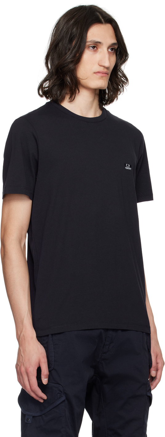 C.p. Company Blue T-shirt With Logo Printed On The Front In Total Eclipse 888