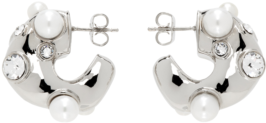 Dries Van Noten Silver Brass Earrings In 952 Silver
