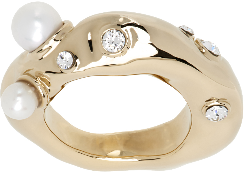 Dries Van Noten Gold Brass Ring In 954 Gold