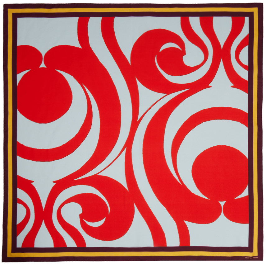 Dries Van Noten Red & Gray Ornate Motif Scarf In 352 Red