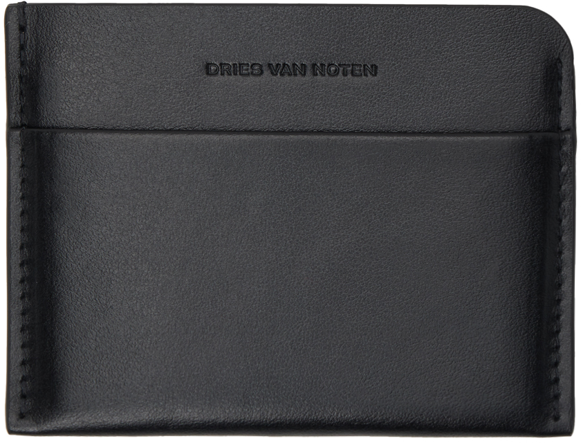 Shop Dries Van Noten Black Leather Card Holder In 900 Black