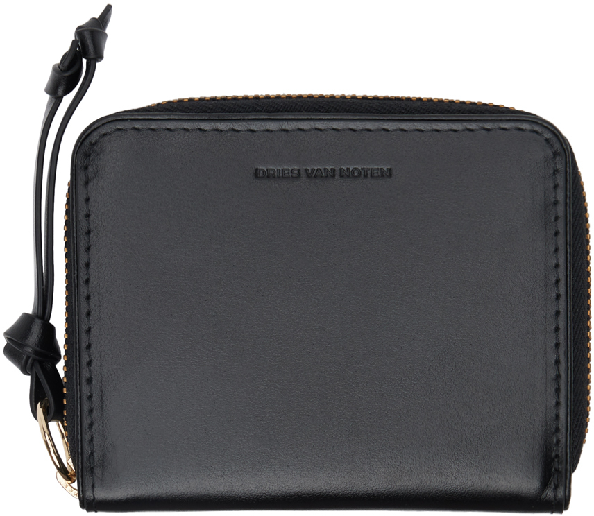Shop Dries Van Noten Black Square Leather Wallet In 900 Black