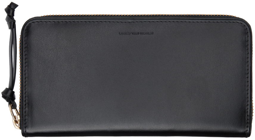 Shop Dries Van Noten Black Rectangular Leather Wallet In 900 Black