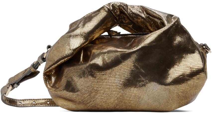 Shop Dries Van Noten Gold Metallic Twist Bag In 957 Oxyde