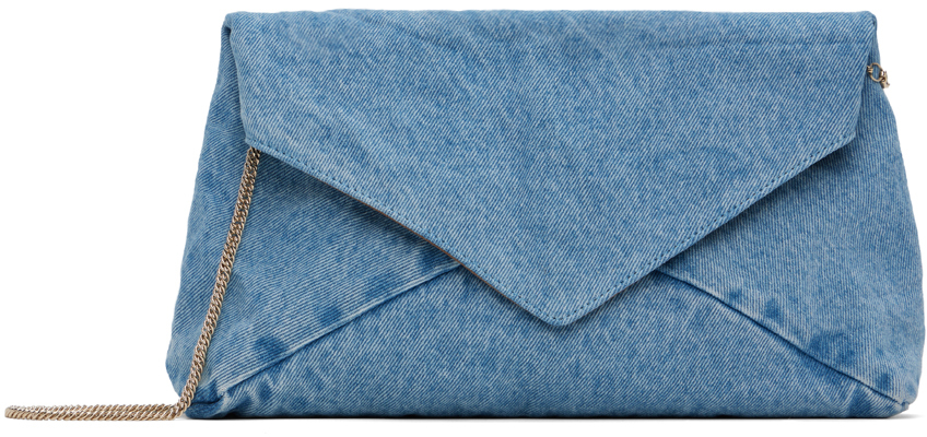 Shop Dries Van Noten Blue Denim Envelope Bag In 514 Light Blue
