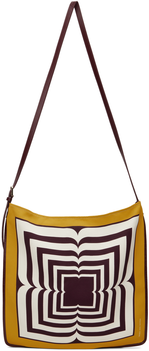 Shop Dries Van Noten Yellow & Off-white Printed Scarf Tote In 203 Mustard