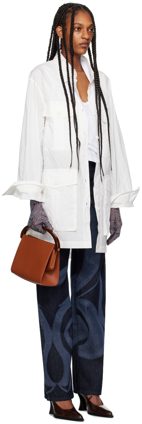 Dries Van Noten White Oversized Midi Dress In 100 White