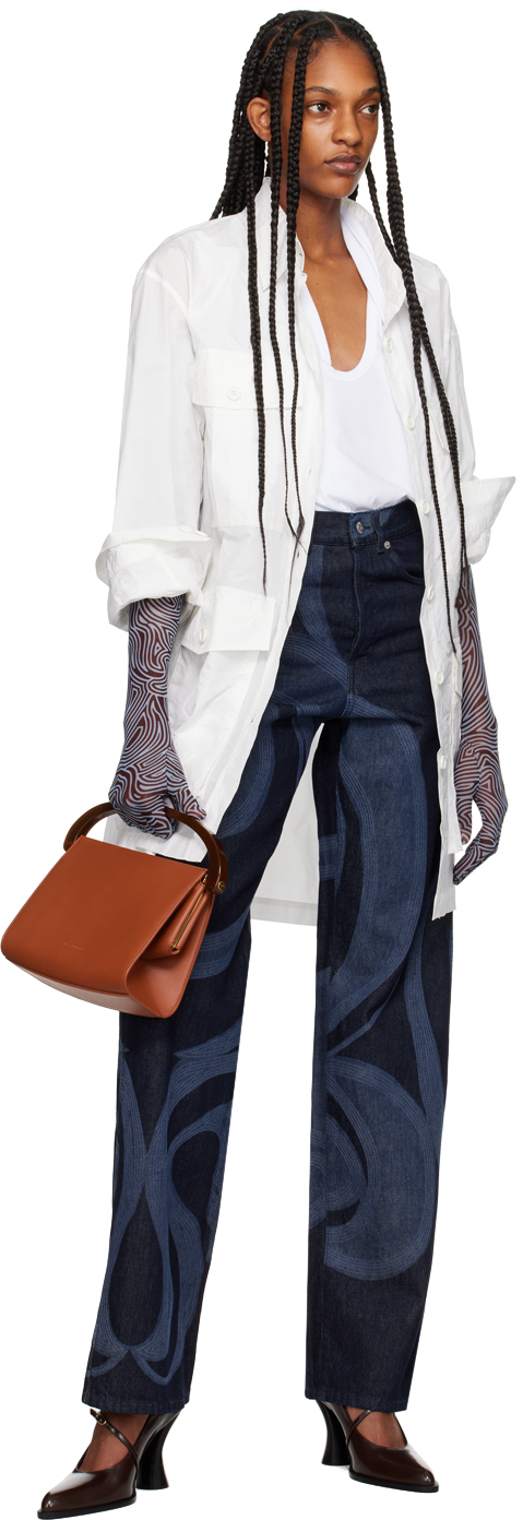 Dries Van Noten White Oversized Midi Dress In 100 White