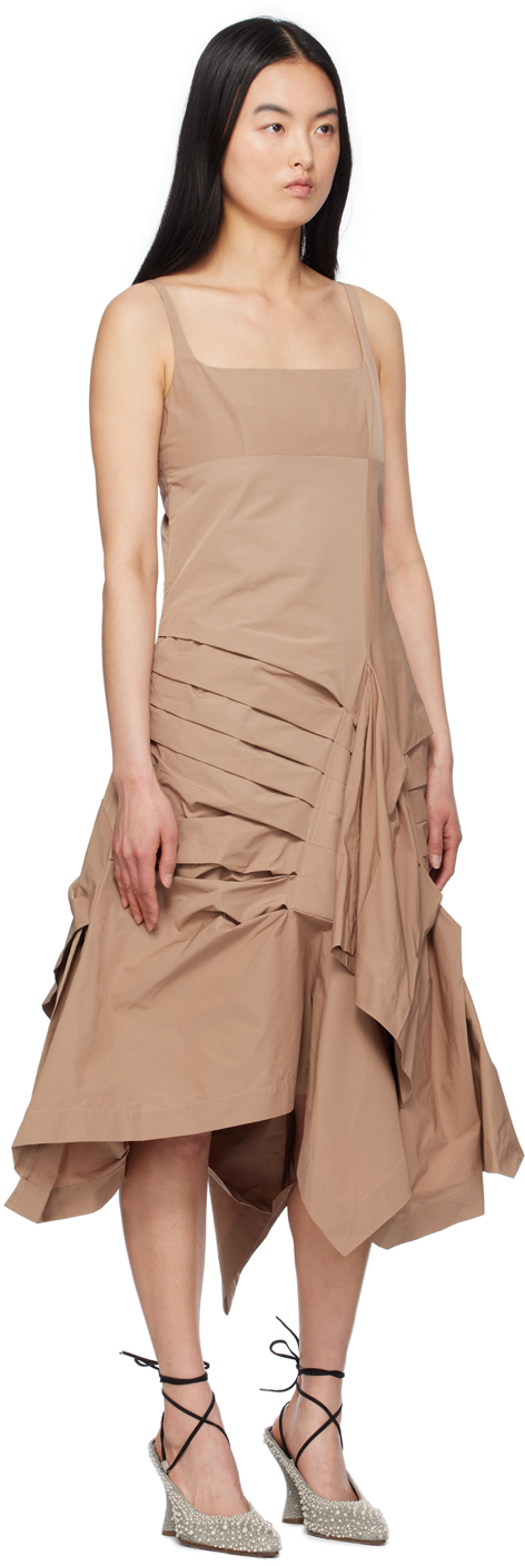 Dries Van Noten Beige Asymmetrical Midi Dress In 103 Beige