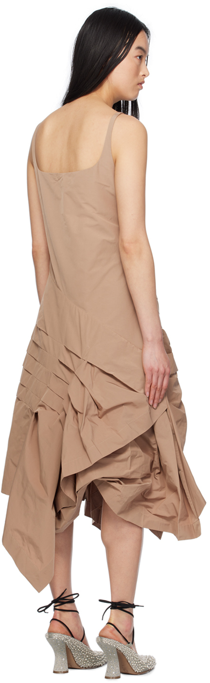 Dries Van Noten Beige Asymmetrical Midi Dress In 103 Beige