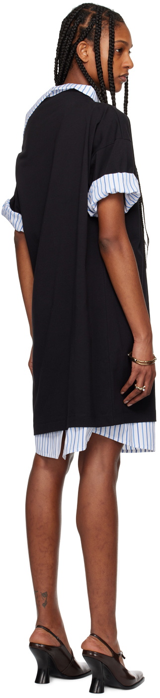 Dries Van Noten Layered Short Sleeve Cotton Sweatshirt Dress In 900 Black