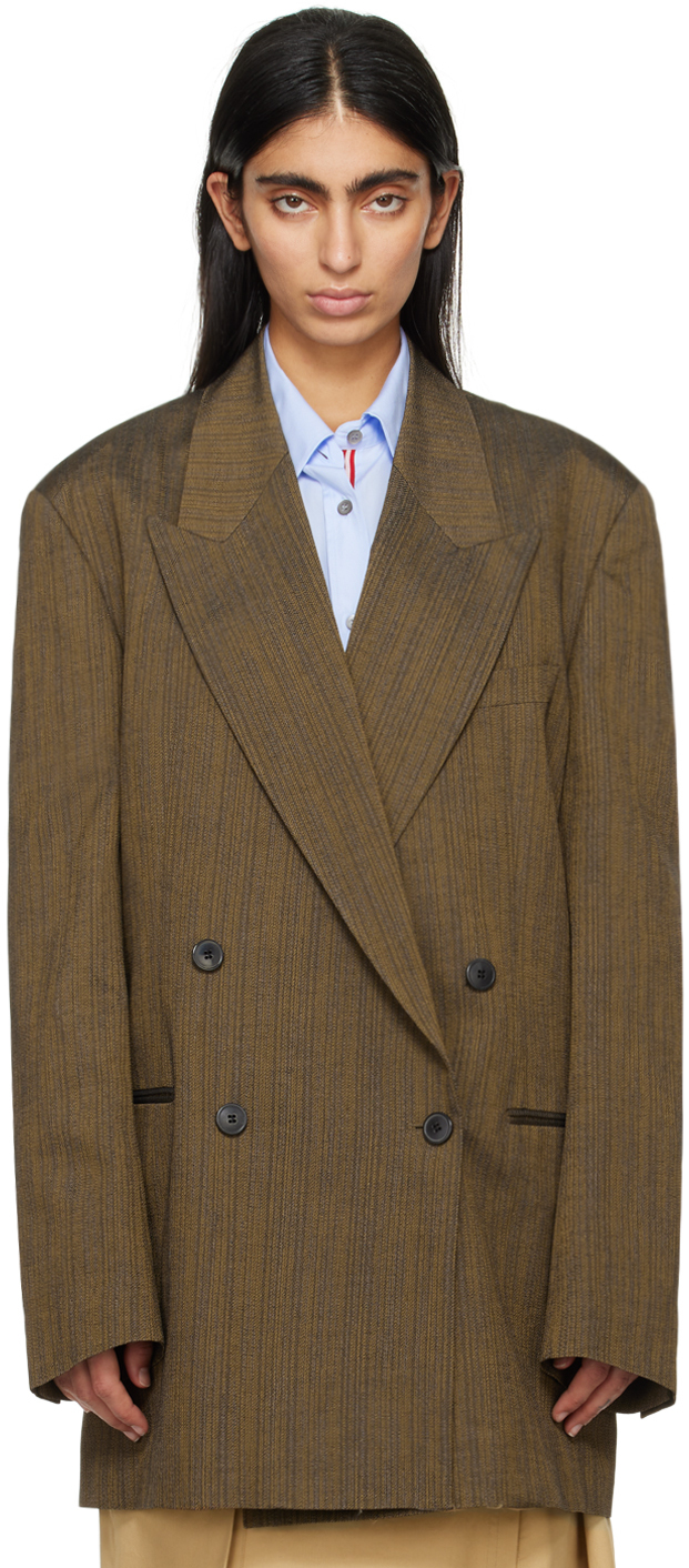 Brown Double-Breasted Blazer