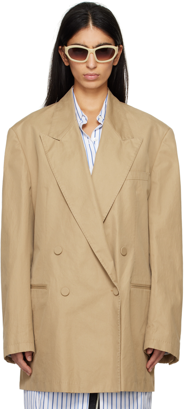 Beige Oversized Blazer by Dries Van Noten on Sale
