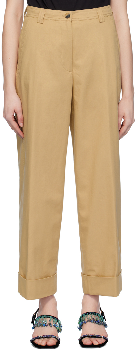 Beige Rolled Trousers