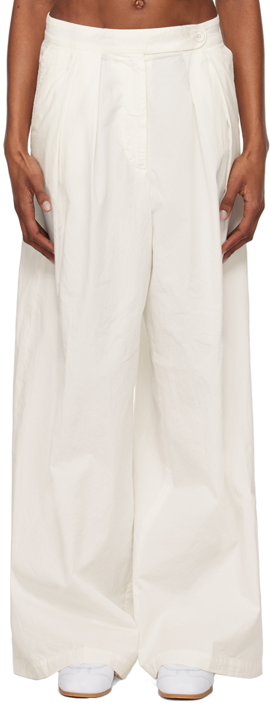 Shop Dries Van Noten White Pleated Trousers In 008 Off White