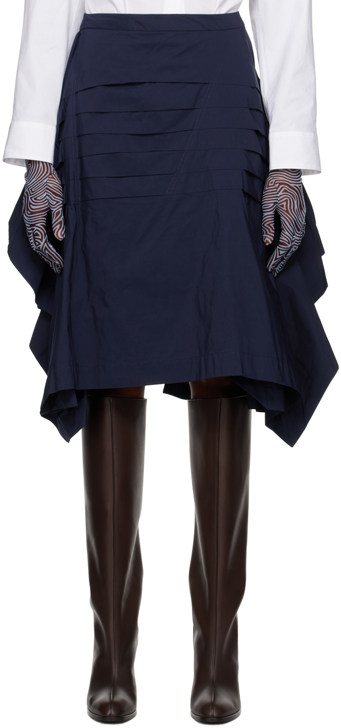 Navy Deconstructed Midi Skirt
