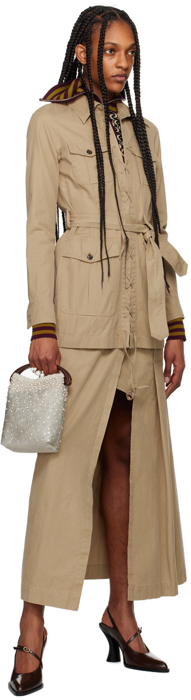 Shop Dries Van Noten Beige Kilt Maxi Skirt In 103 Beige