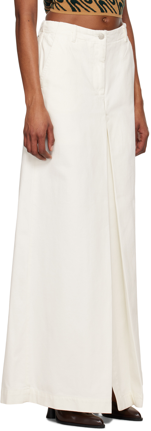 Shop Dries Van Noten White Pleated Denim Maxi Skirt In 008 Off White
