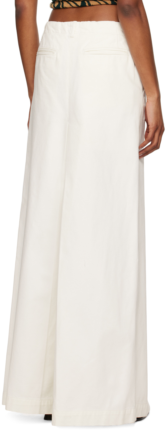 Shop Dries Van Noten White Pleated Denim Maxi Skirt In 008 Off White