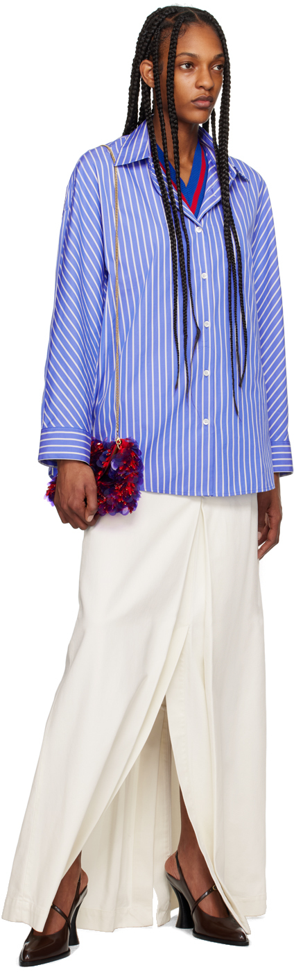 Shop Dries Van Noten White Pleated Denim Maxi Skirt In 008 Off White