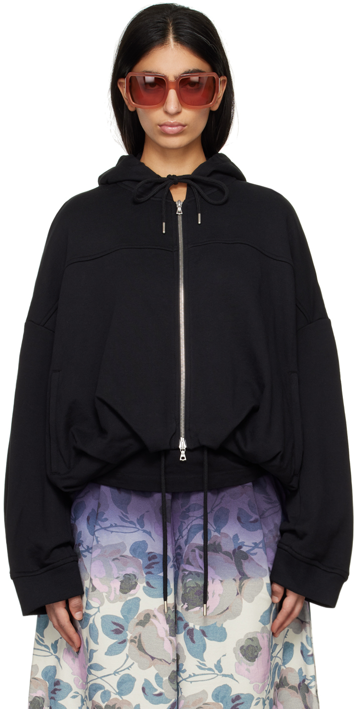 Dries Van Noten: Black Cocoon Hoodie | SSENSE Canada