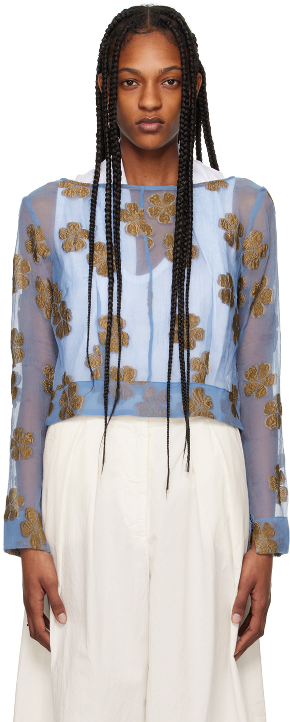 Blue Embroidered Blouse