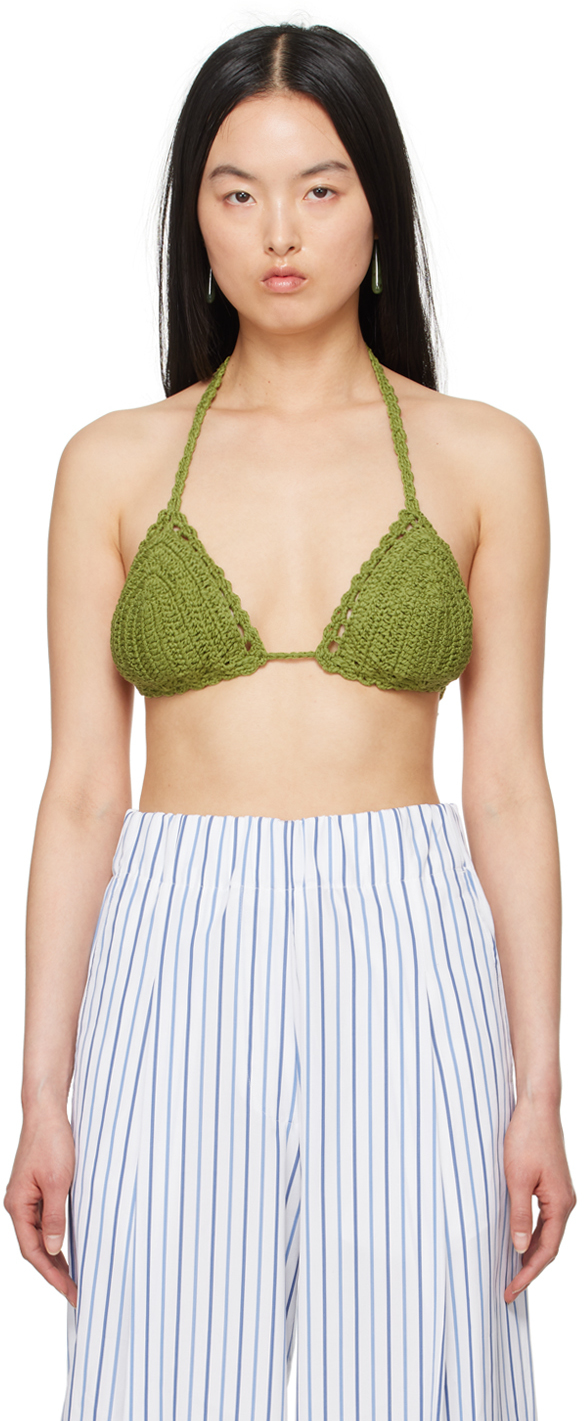 Shop Dries Van Noten Green Halter Bikini Top In 604 Green